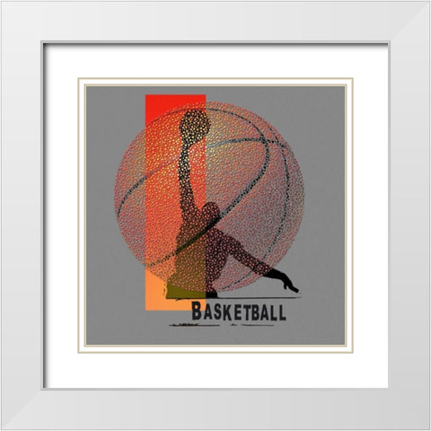 Basketball White Modern Wood Framed Art Print with Double Matting by Baldwin, Jim