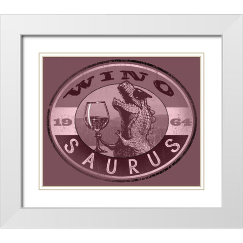 WinoSaurus II White Modern Wood Framed Art Print with Double Matting by Baldwin, Jim