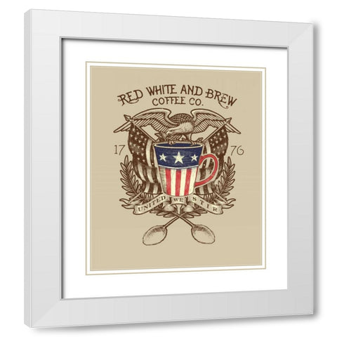 Red, White and Brew White Modern Wood Framed Art Print with Double Matting by Baldwin, Jim
