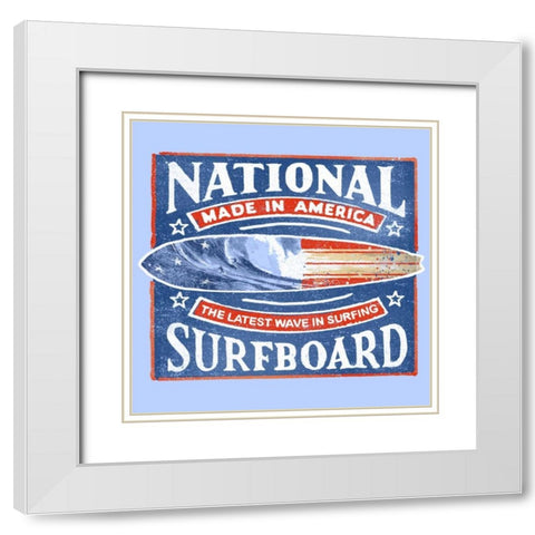 National Surfboard White Modern Wood Framed Art Print with Double Matting by Baldwin, Jim
