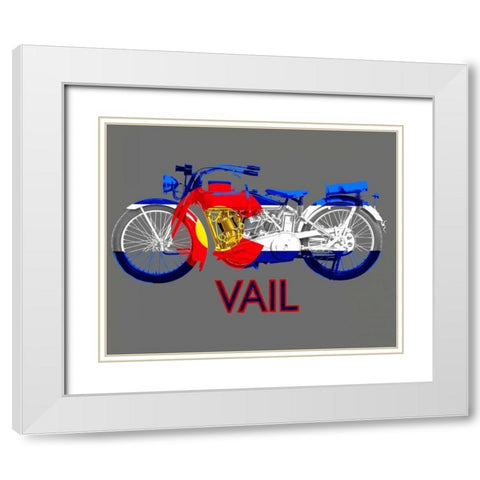 Colorado Motorcycle White Modern Wood Framed Art Print with Double Matting by Baldwin, Jim