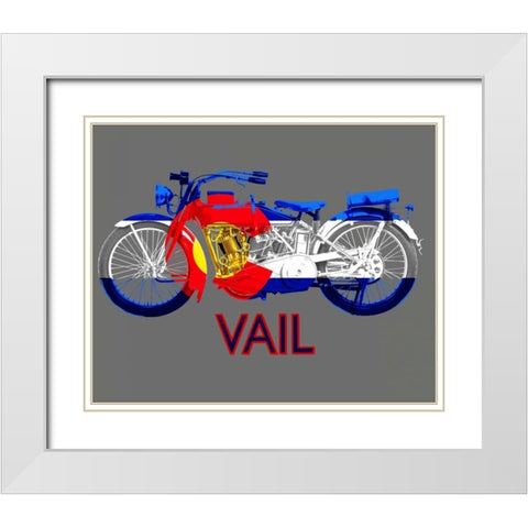 Colorado Motorcycle White Modern Wood Framed Art Print with Double Matting by Baldwin, Jim