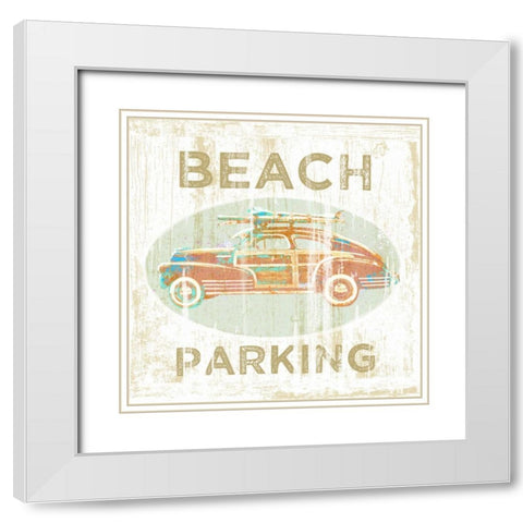 Beach Parking White Modern Wood Framed Art Print with Double Matting by Baldwin, Jim