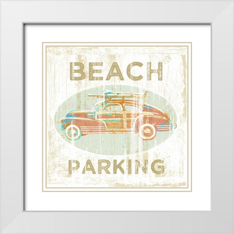 Beach Parking White Modern Wood Framed Art Print with Double Matting by Baldwin, Jim