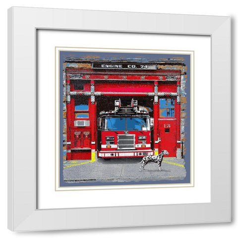Engine Co. 74 White Modern Wood Framed Art Print with Double Matting by Baldwin, Jim
