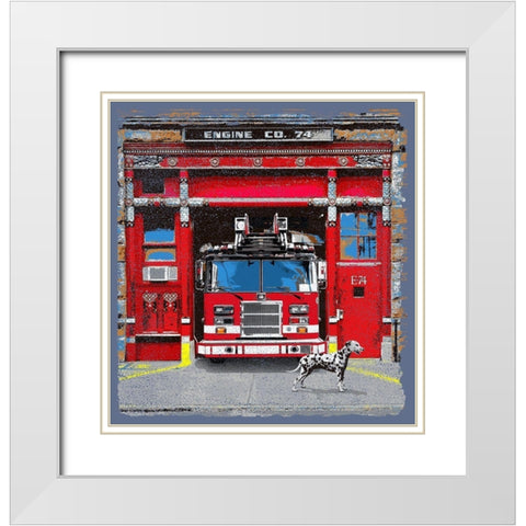 Engine Co. 74 White Modern Wood Framed Art Print with Double Matting by Baldwin, Jim