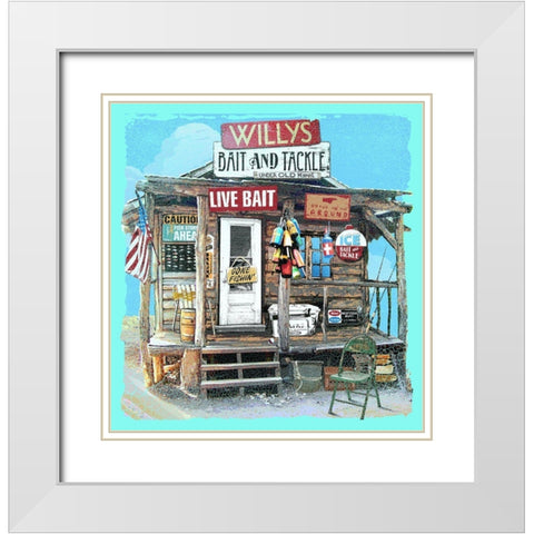 Willys Bait and Tackle White Modern Wood Framed Art Print with Double Matting by Baldwin, Jim