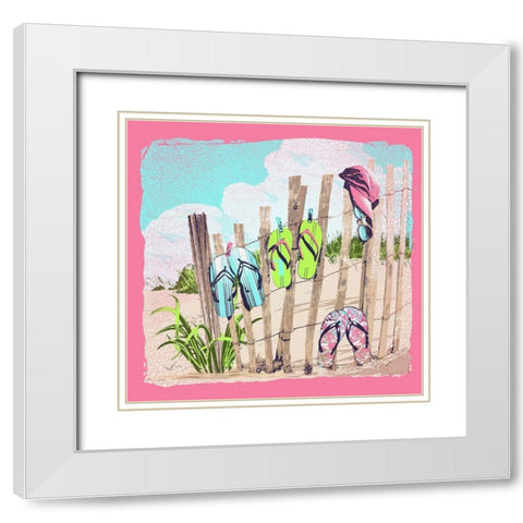 Flops on a Fence White Modern Wood Framed Art Print with Double Matting by Baldwin, Jim