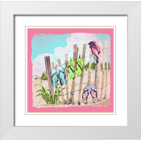 Flops on a Fence White Modern Wood Framed Art Print with Double Matting by Baldwin, Jim