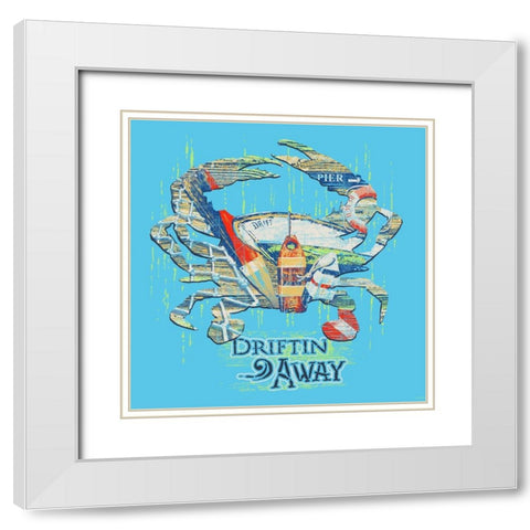 Crab White Modern Wood Framed Art Print with Double Matting by Baldwin, Jim