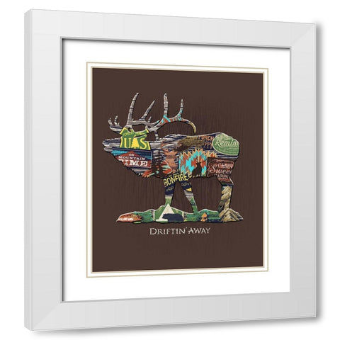 Elk White Modern Wood Framed Art Print with Double Matting by Baldwin, Jim