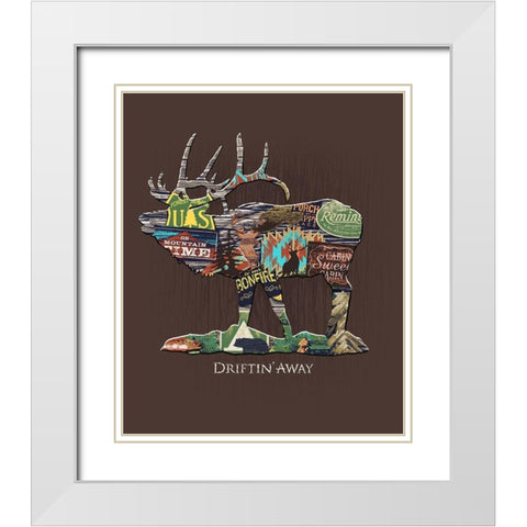 Elk White Modern Wood Framed Art Print with Double Matting by Baldwin, Jim