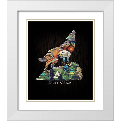 Wolf White Modern Wood Framed Art Print with Double Matting by Baldwin, Jim