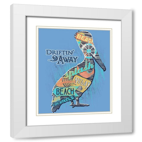 Pelican White Modern Wood Framed Art Print with Double Matting by Baldwin, Jim
