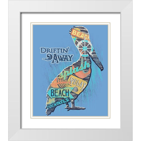 Pelican White Modern Wood Framed Art Print with Double Matting by Baldwin, Jim