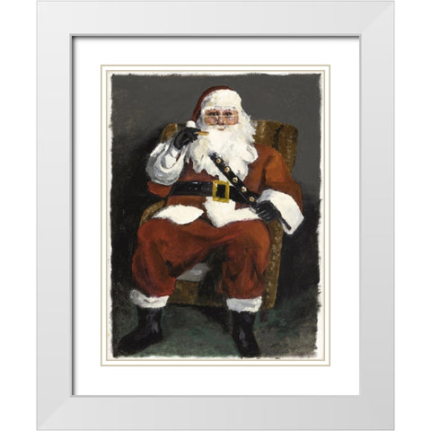 Santa Snack White Modern Wood Framed Art Print with Double Matting by Rideout, Candy