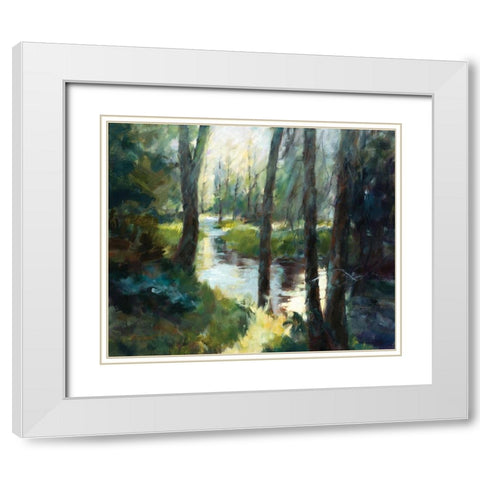 Serene White Modern Wood Framed Art Print with Double Matting by Candy Rideout