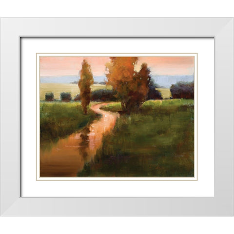 Sunset Marsh White Modern Wood Framed Art Print with Double Matting by Candy Rideout