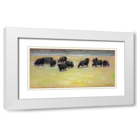 Cows are Out White Modern Wood Framed Art Print with Double Matting by Candy Rideout