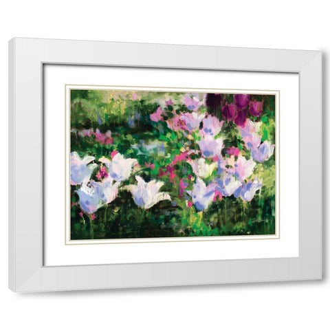 Floral II White Modern Wood Framed Art Print with Double Matting by Candy Rideout