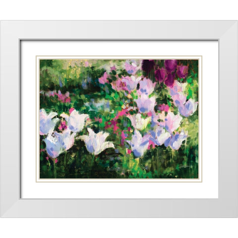 Floral II White Modern Wood Framed Art Print with Double Matting by Candy Rideout