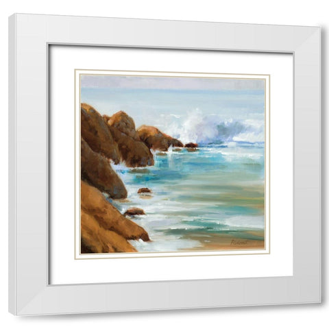 Crashing Waves White Modern Wood Framed Art Print with Double Matting by Candy Rideout