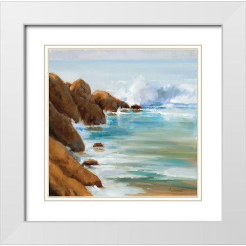 Crashing Waves White Modern Wood Framed Art Print with Double Matting by Candy Rideout