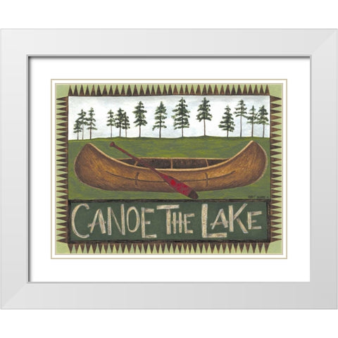 Canoe on the Lake White Modern Wood Framed Art Print with Double Matting by Shamp, Cindy