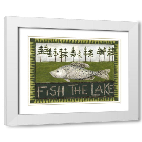 Fish the Lake White Modern Wood Framed Art Print with Double Matting by Shamp, Cindy