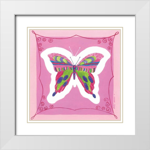 Butterfly II White Modern Wood Framed Art Print with Double Matting by Shamp, Cindy