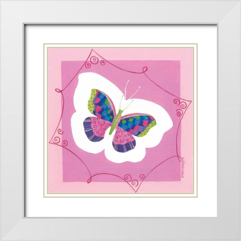 Butterfly III White Modern Wood Framed Art Print with Double Matting by Shamp, Cindy