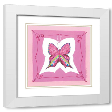 Butterfly IV White Modern Wood Framed Art Print with Double Matting by Shamp, Cindy