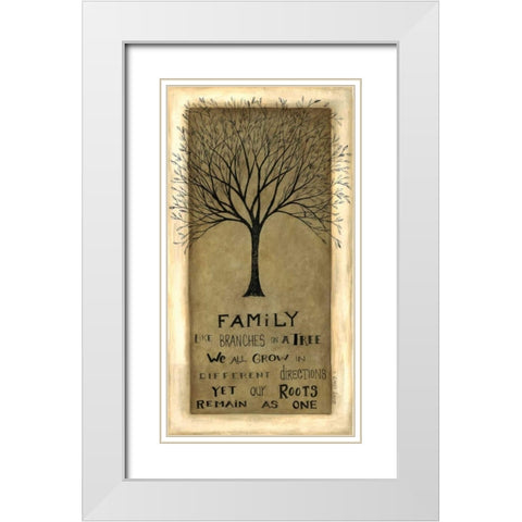 Family Tree White Modern Wood Framed Art Print with Double Matting by Shamp, Cindy
