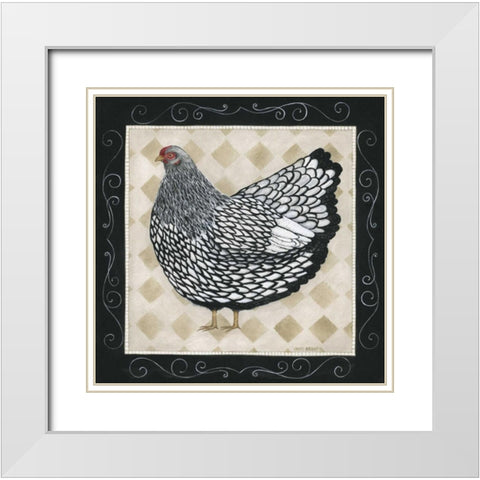 Rooster and Hen II White Modern Wood Framed Art Print with Double Matting by Shamp, Cindy