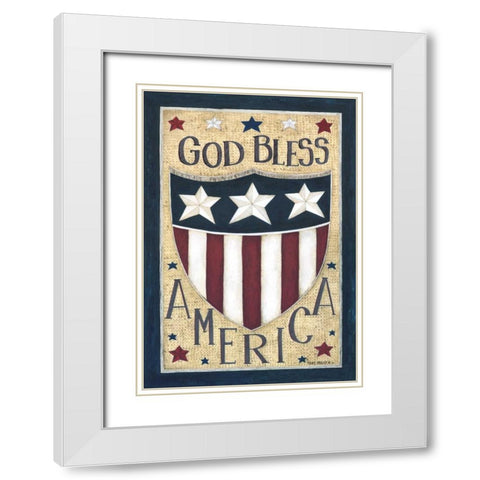 God Bless America White Modern Wood Framed Art Print with Double Matting by Shamp, Cindy