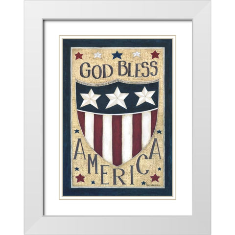 God Bless America White Modern Wood Framed Art Print with Double Matting by Shamp, Cindy