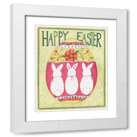 Easter Happy II White Modern Wood Framed Art Print with Double Matting by Shamp, Cindy
