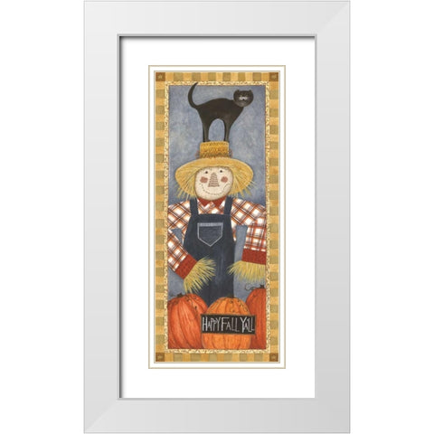 Happy Fall Yall White Modern Wood Framed Art Print with Double Matting by Shamp, Cindy