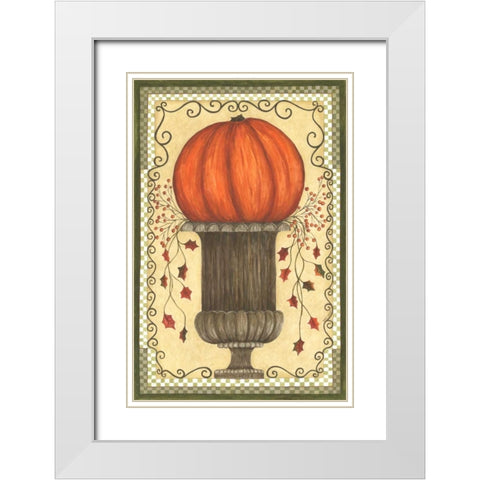 Put That Pumpkin on a Pedestal White Modern Wood Framed Art Print with Double Matting by Shamp, Cindy