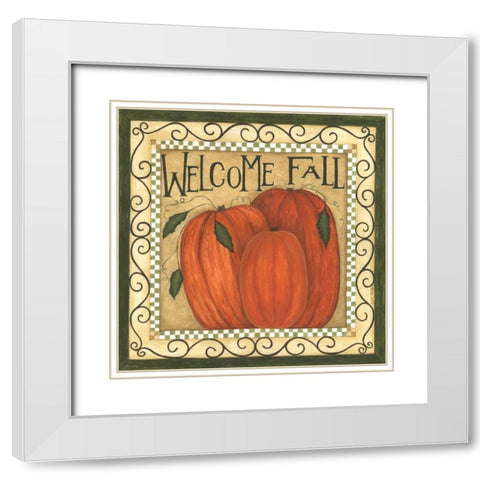 Welcome Fall White Modern Wood Framed Art Print with Double Matting by Shamp, Cindy