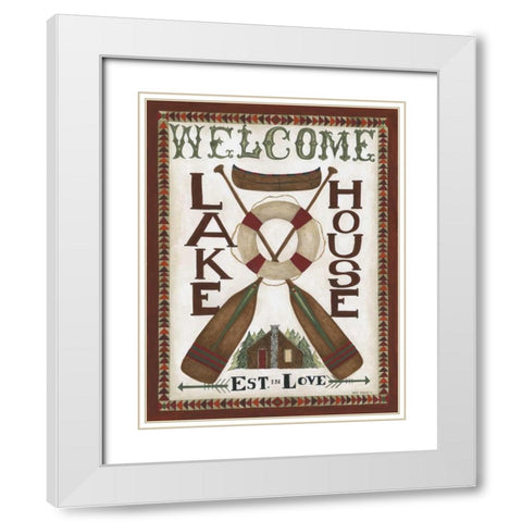 Lake House Welcome White Modern Wood Framed Art Print with Double Matting by Shamp, Cindy