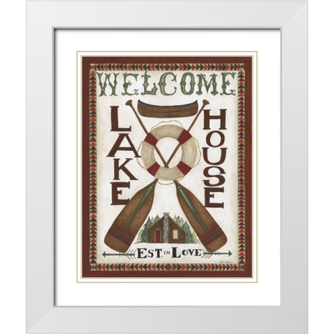 Lake House Welcome White Modern Wood Framed Art Print with Double Matting by Shamp, Cindy