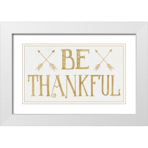 Be Thankful White Modern Wood Framed Art Print with Double Matting by Shamp, Cindy