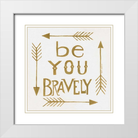 Bravely White Modern Wood Framed Art Print with Double Matting by Shamp, Cindy
