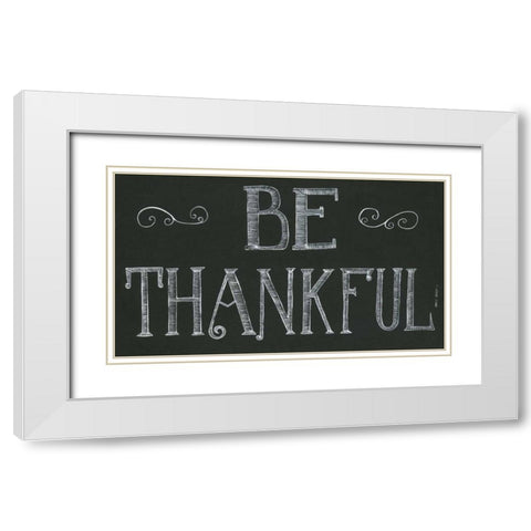 Be Thankful White Modern Wood Framed Art Print with Double Matting by Shamp, Cindy