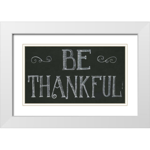 Be Thankful White Modern Wood Framed Art Print with Double Matting by Shamp, Cindy