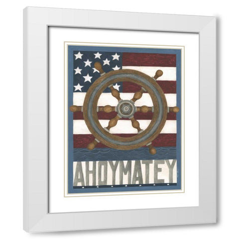 Ahoy Matey White Modern Wood Framed Art Print with Double Matting by Shamp, Cindy