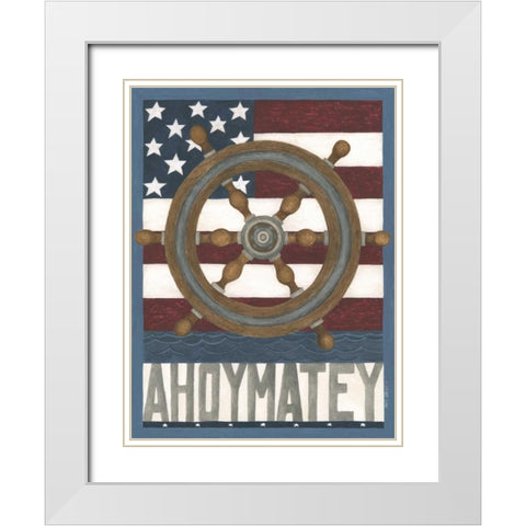 Ahoy Matey White Modern Wood Framed Art Print with Double Matting by Shamp, Cindy
