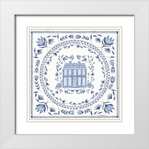 Country Blues Plate I White Modern Wood Framed Art Print with Double Matting by Shamp, Cindy