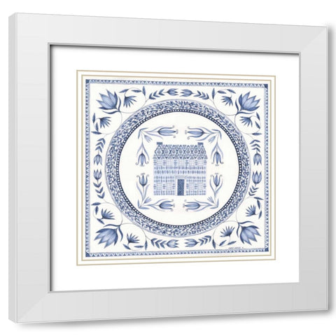 Country Blues Plate II White Modern Wood Framed Art Print with Double Matting by Shamp, Cindy